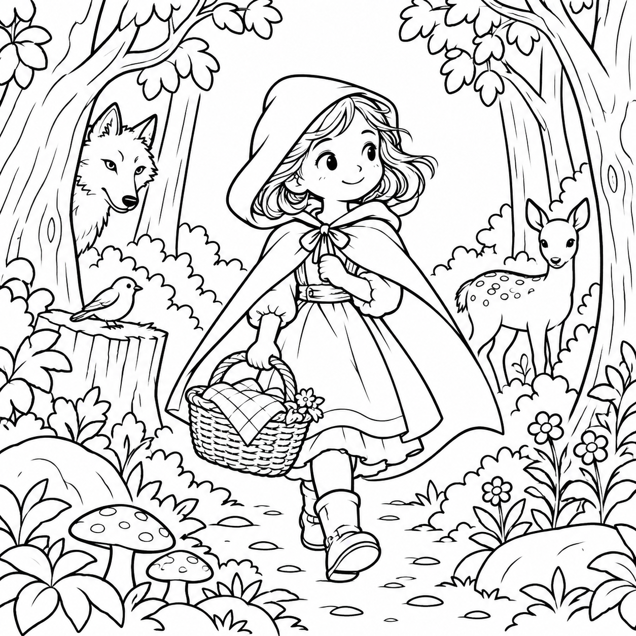 Dibujo para colorear de Caperucita Roja