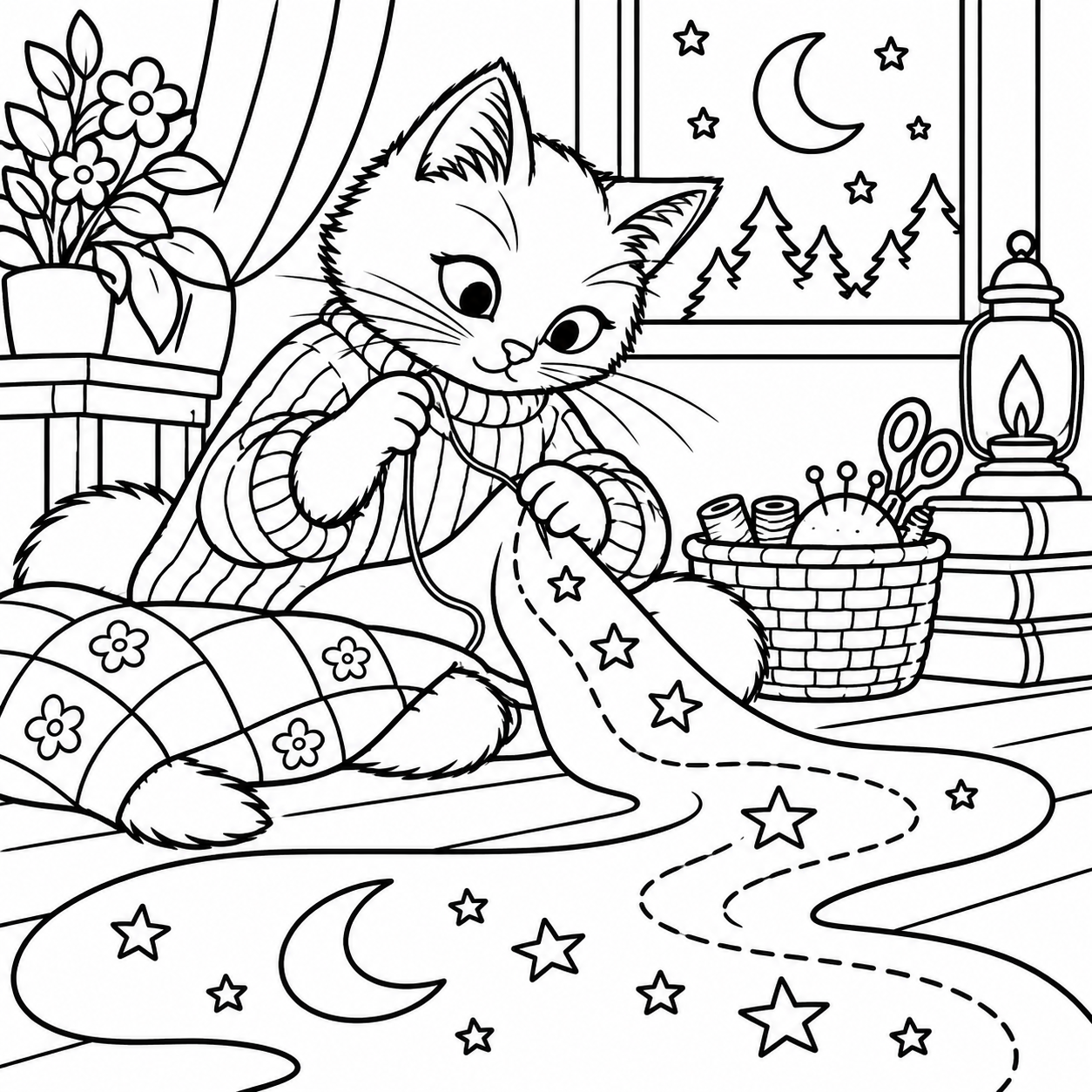 Dibujo para colorear de El gato que remendaba sombras