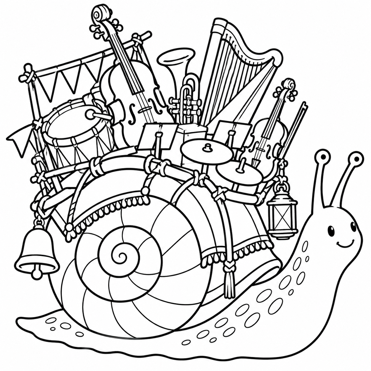 Dibujo para colorear de La orquesta del caracol