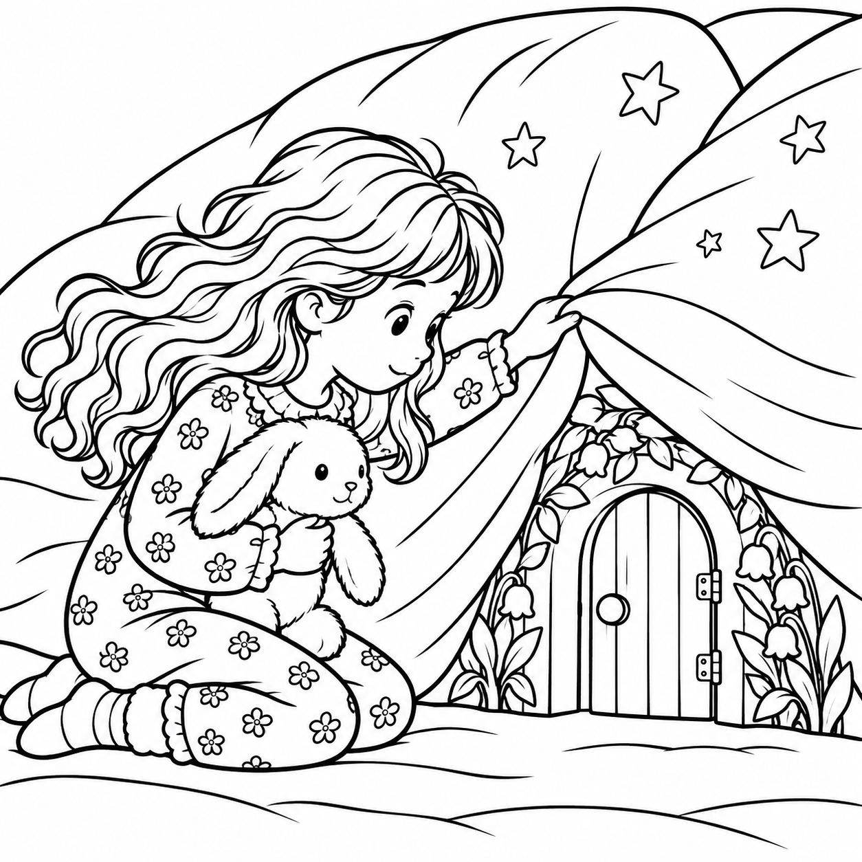 Dibujo para colorear de La puerta de la almohada