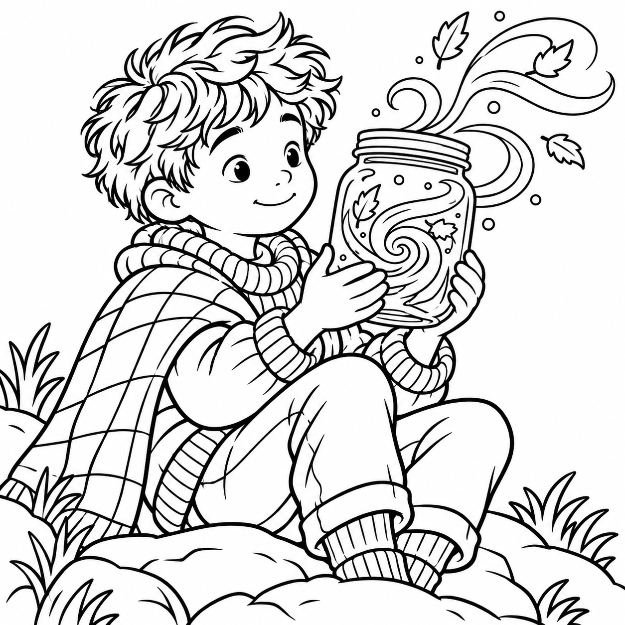 Dibujo para colorear de El niño que pidió prestado el viento