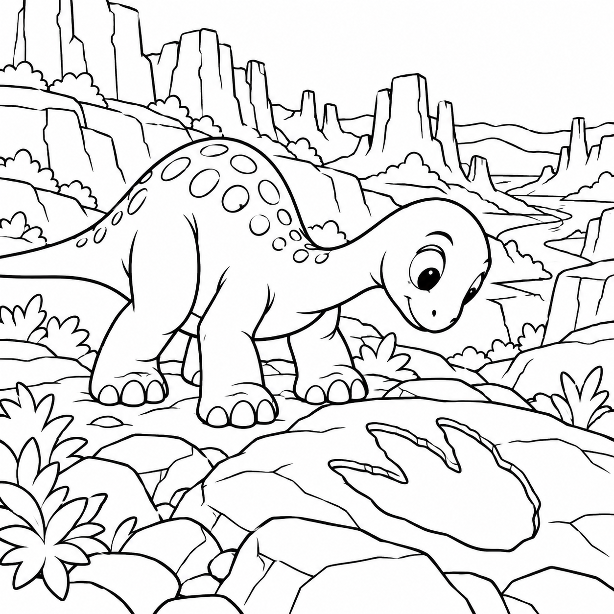 Dibujo para colorear de La huella del dinosaurio