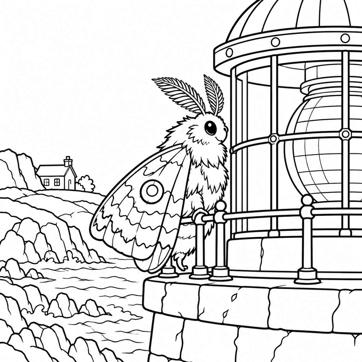 Dibujo para colorear de La polilla del faro