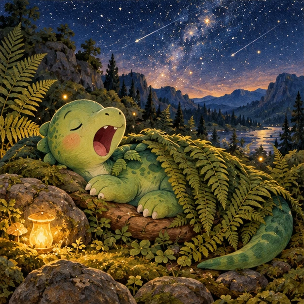 Una escena de El dinosaurio que no quería bostezar